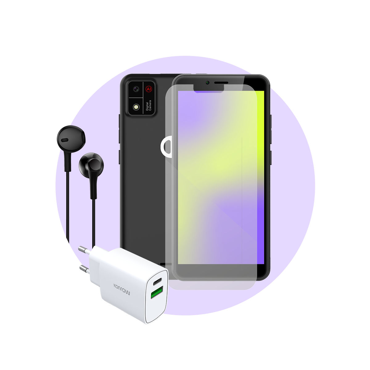 Pack Kids (Smartphone pour ados - écouteurs - verre trempé - chargeur)