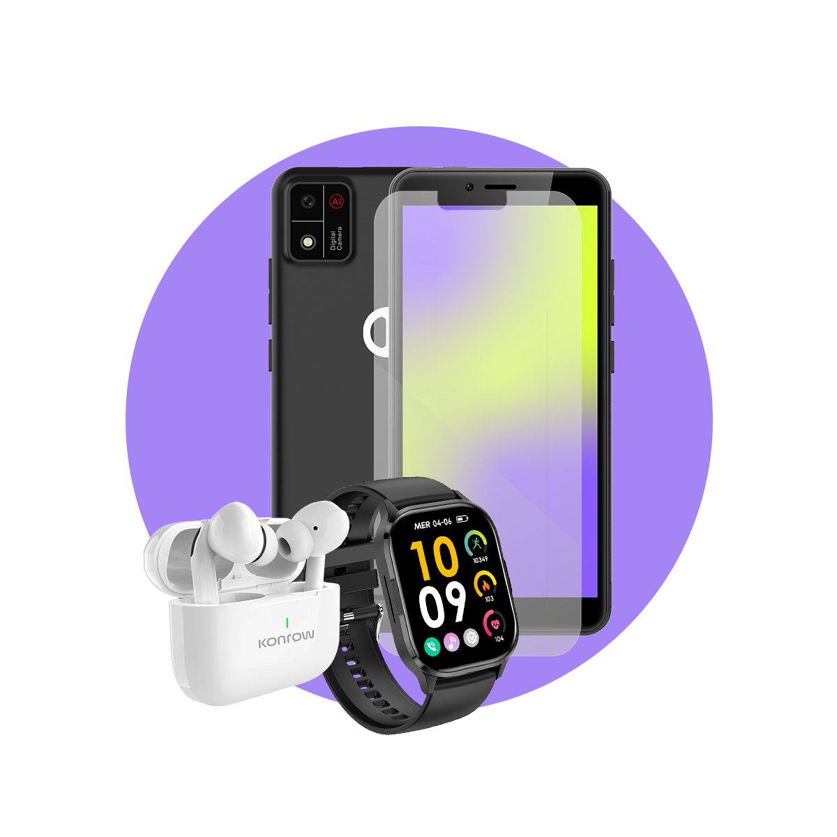 Pack Premium Kids (Smartphone pour ados - écouteurs Bluetooth - montre connectée - verre trempé)