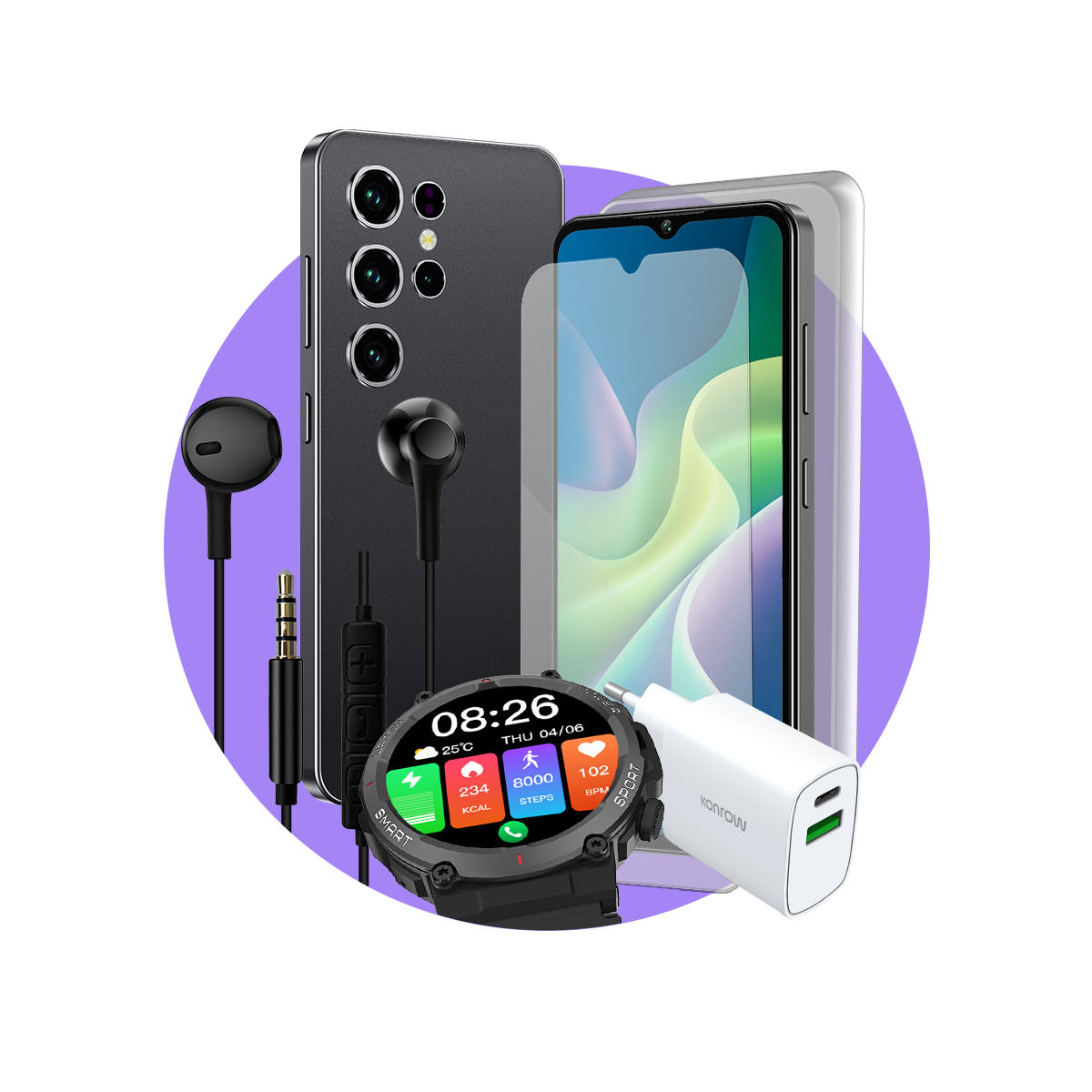 Pack Premium Safe Plus (Smartphone para adolescentes - auriculares - reloj conectado - cargador - cristal templado - funda de silicona)