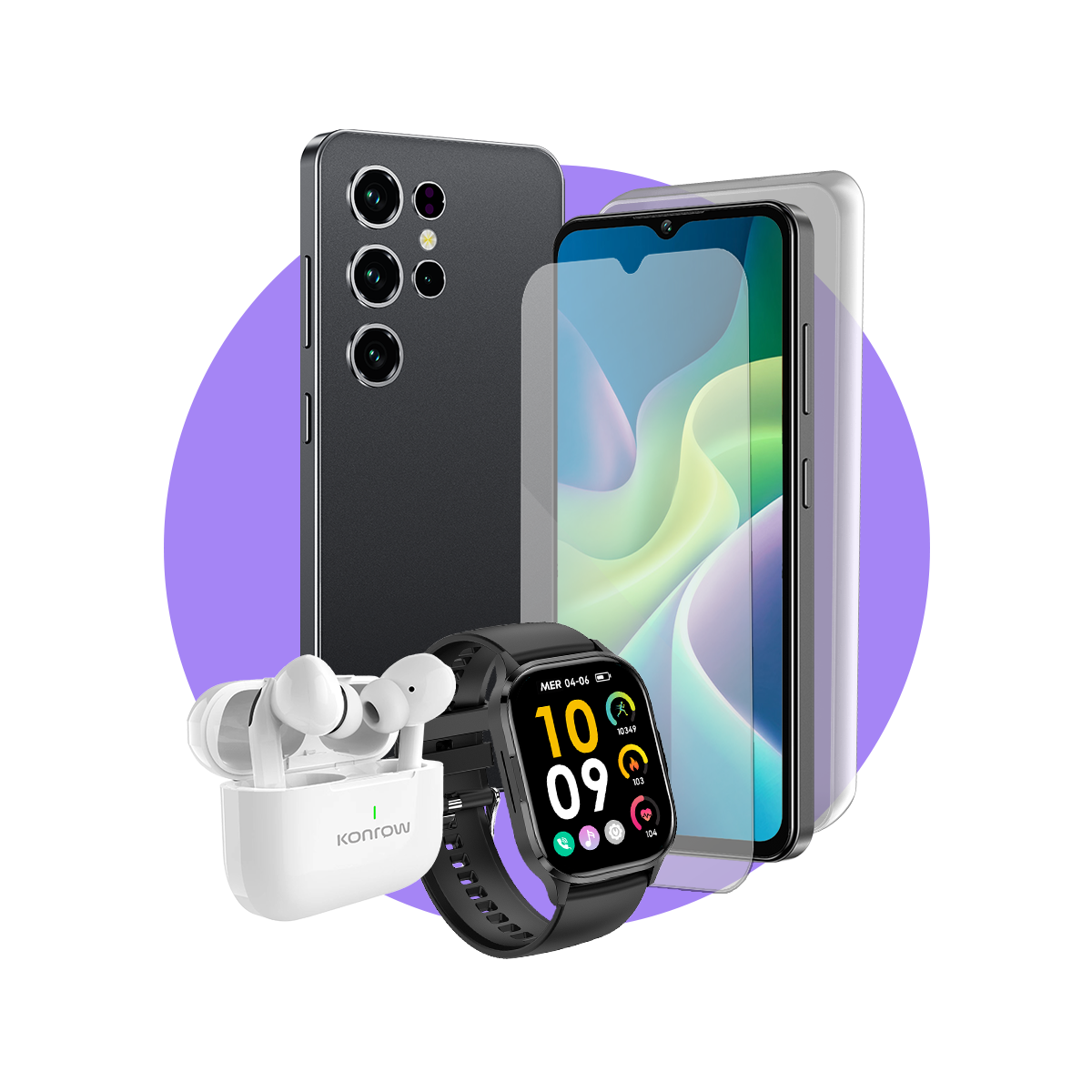 Pack Premium Safe Plus (Smartphone pour ados - écouteurs Bluetooth - montre connectée - verre trempé - coque en silicone)
