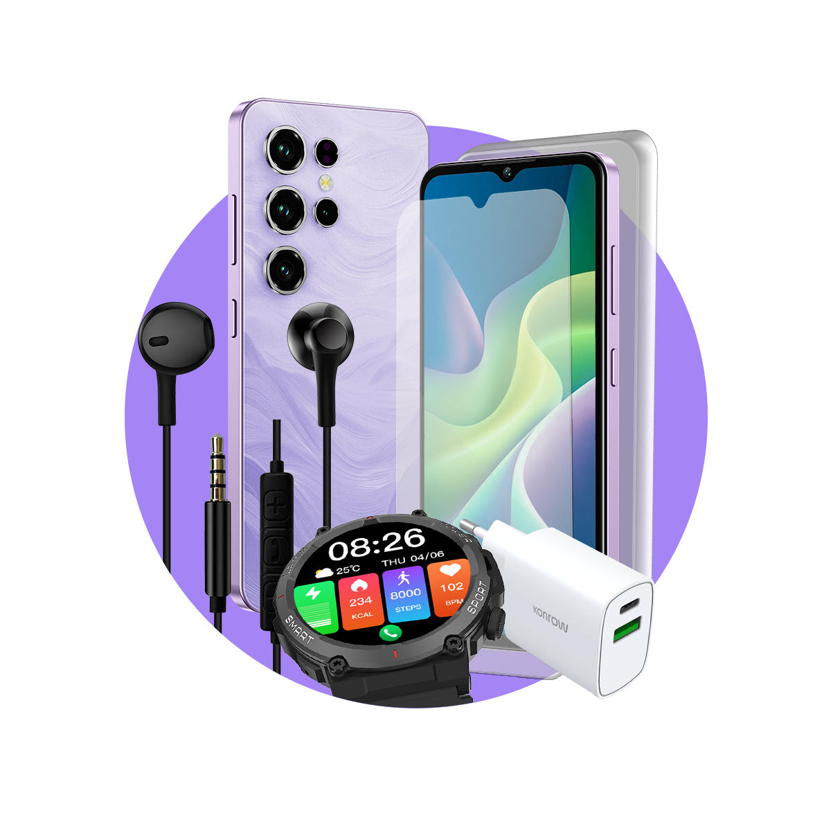 Pack Premium Safe Plus (Smartphone para adolescentes - auriculares - reloj conectado - cargador - cristal templado - funda de silicona)