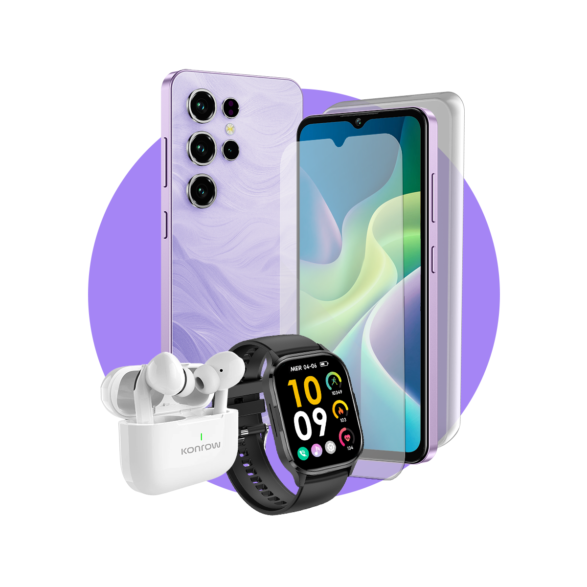 Pack Premium Safe Plus (Smartphone pour ados - écouteurs Bluetooth - montre connectée - verre trempé - coque en silicone)