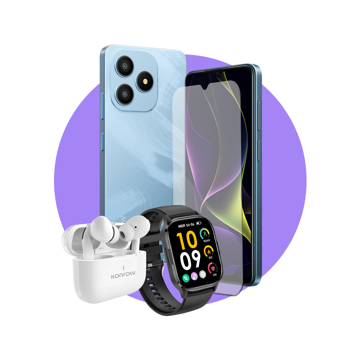 Pack Premium Safe (Smartphone pour ados - écouteurs Bluetooth - montre connectée - verre trempé)