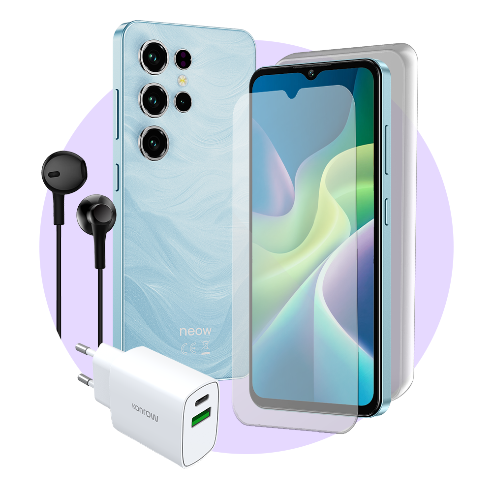 Pack Safe Plus (Smartphone pour ados - écouteurs - verre trempé - chargeur - coque en silicone)