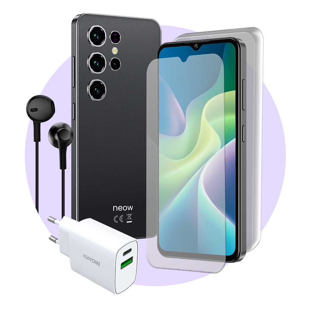 Pack Safe Plus (Smartphone pour ados - écouteurs - verre trempé - chargeur - coque en silicone)