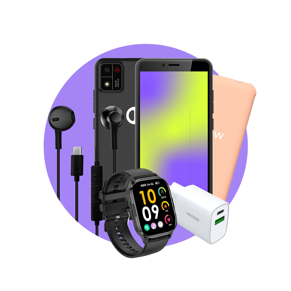 Pack Premium Kids (Smartphone pour ados - écouteurs filaires - montre connectée - chargeur - coque)