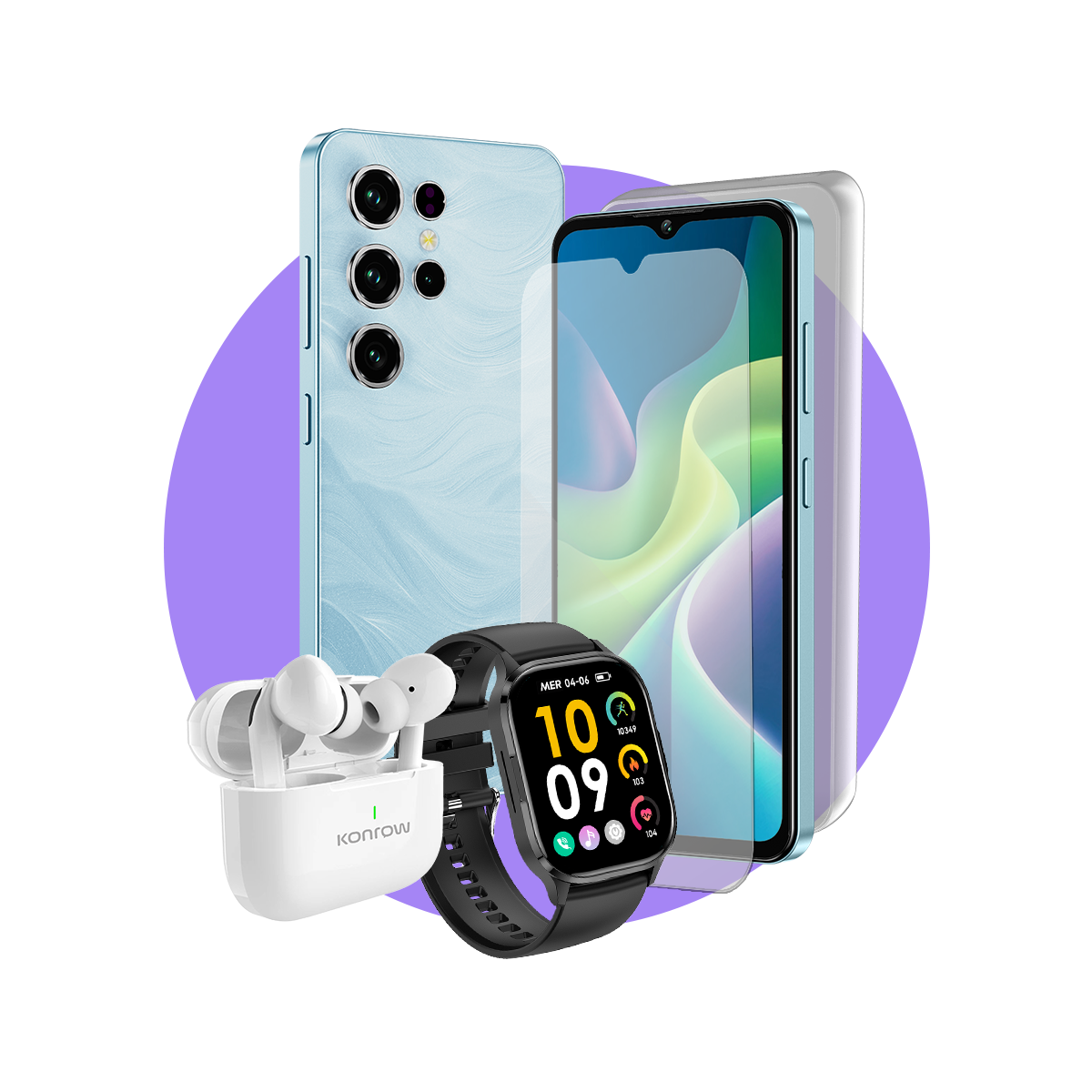 Pack Premium Safe Plus (Smartphone pour ados - écouteurs Bluetooth - montre connectée - verre trempé - coque en silicone)