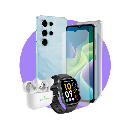 Pack Premium Safe Plus (Smartphone pour ados - écouteurs Bluetooth - montre connectée - verre trempé - coque en silicone)