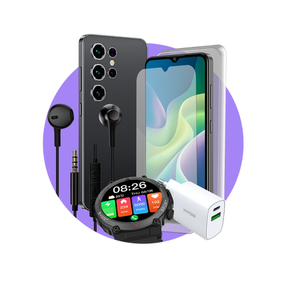 Premium Safe Plus Pack (Smartphone per adolescenti - cuffie - orologio connesso - caricabatterie - vetro temperato - custodia in silicone)
