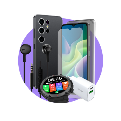 Premium Safe Plus Pack (Smartphone per adolescenti - cuffie - orologio connesso - caricabatterie - vetro temperato - custodia in silicone)
