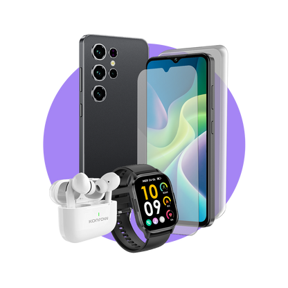 Pack Premium Safe Plus (Smartphone pour ados - écouteurs Bluetooth - montre connectée - verre trempé - coque en silicone)