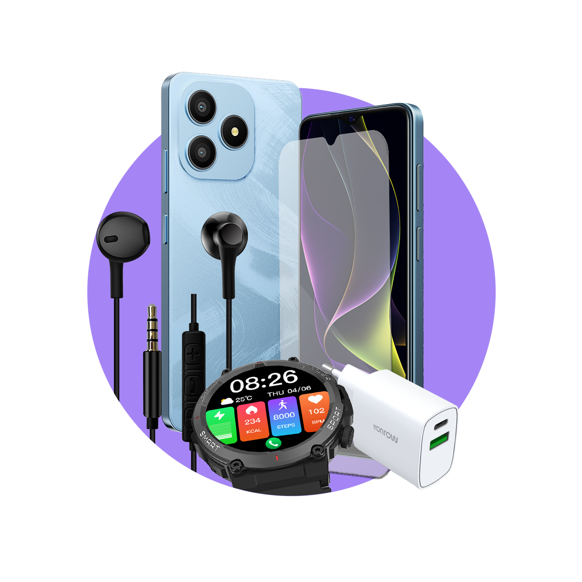 Pack Premium Safe (Smartphone pour ados - écouteurs - montre connectée - chargeur - verre trempé)