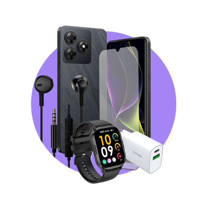 Premium Safe Pack (Smartphone for teenagers - headphones - connected watch - charger - tempered glass)