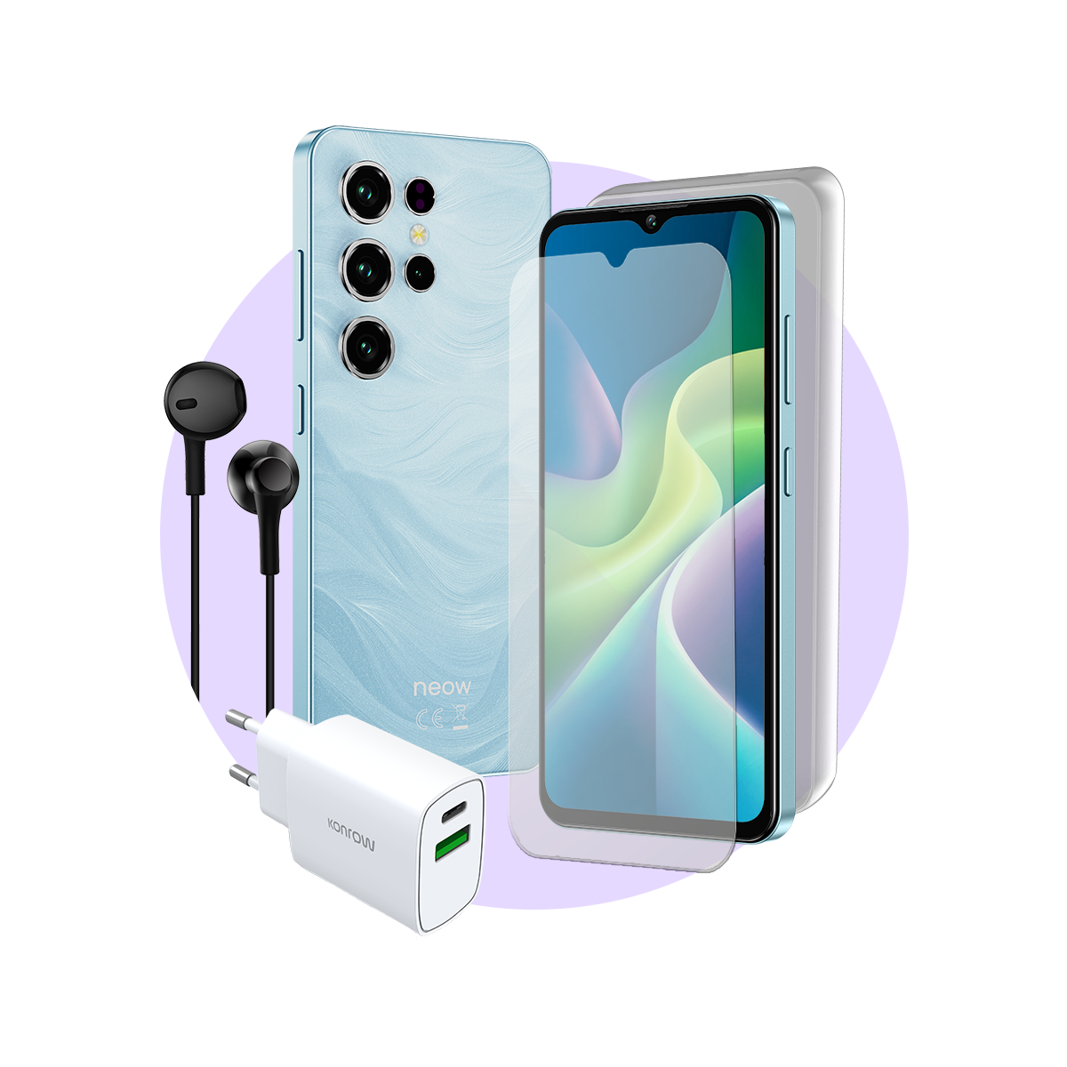 Pack Safe Plus (Smartphone pour ados - écouteurs - verre trempé - chargeur - coque en silicone)