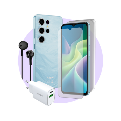 Pack Safe Plus (Smartphone pour ados - écouteurs - verre trempé - chargeur - coque en silicone)