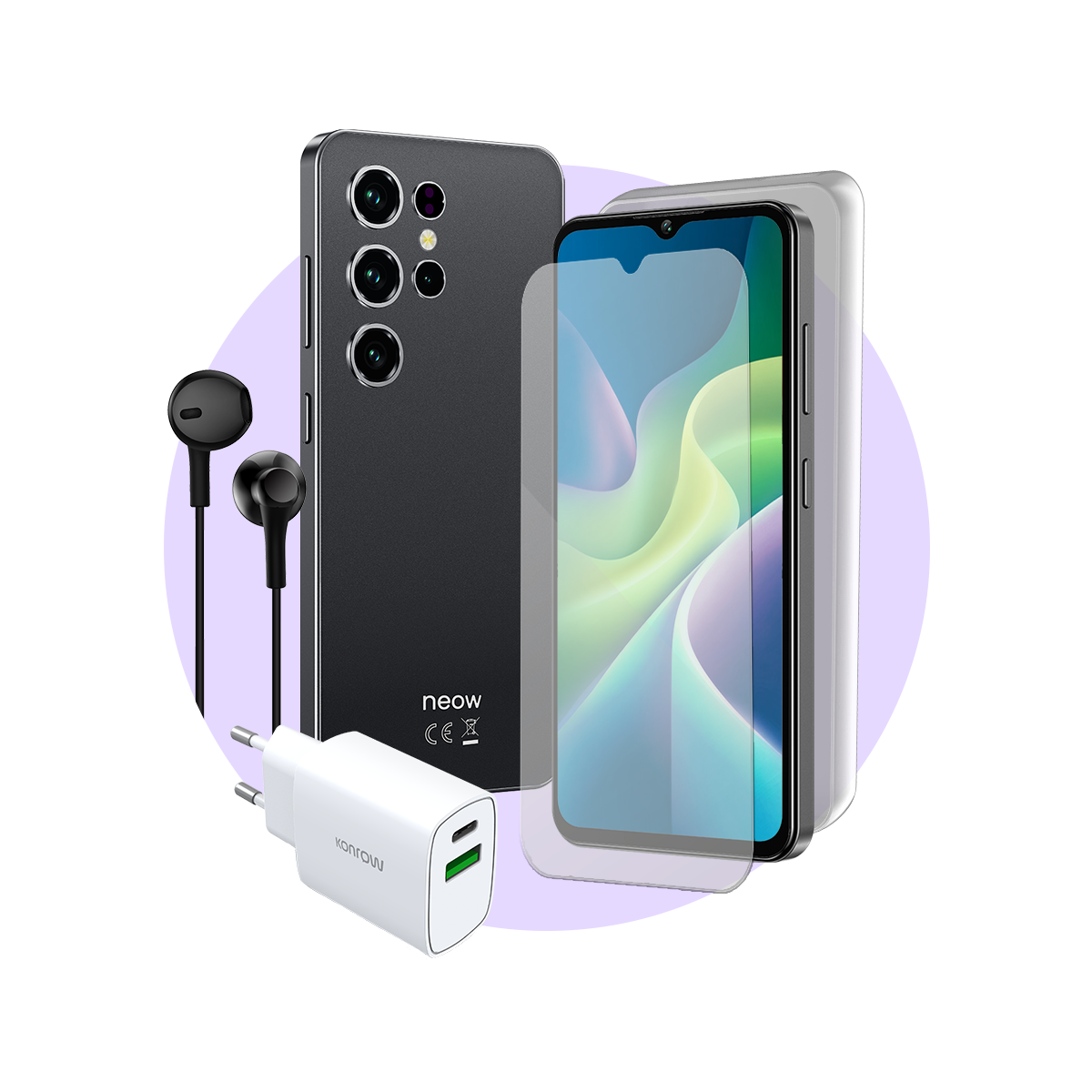 Pack Safe Plus (Smartphone pour ados - écouteurs - verre trempé - chargeur - coque en silicone)