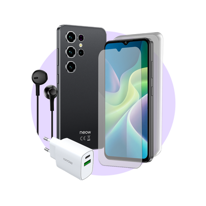 Pack Safe Plus (Smartphone pour ados - écouteurs - verre trempé - chargeur - coque en silicone)