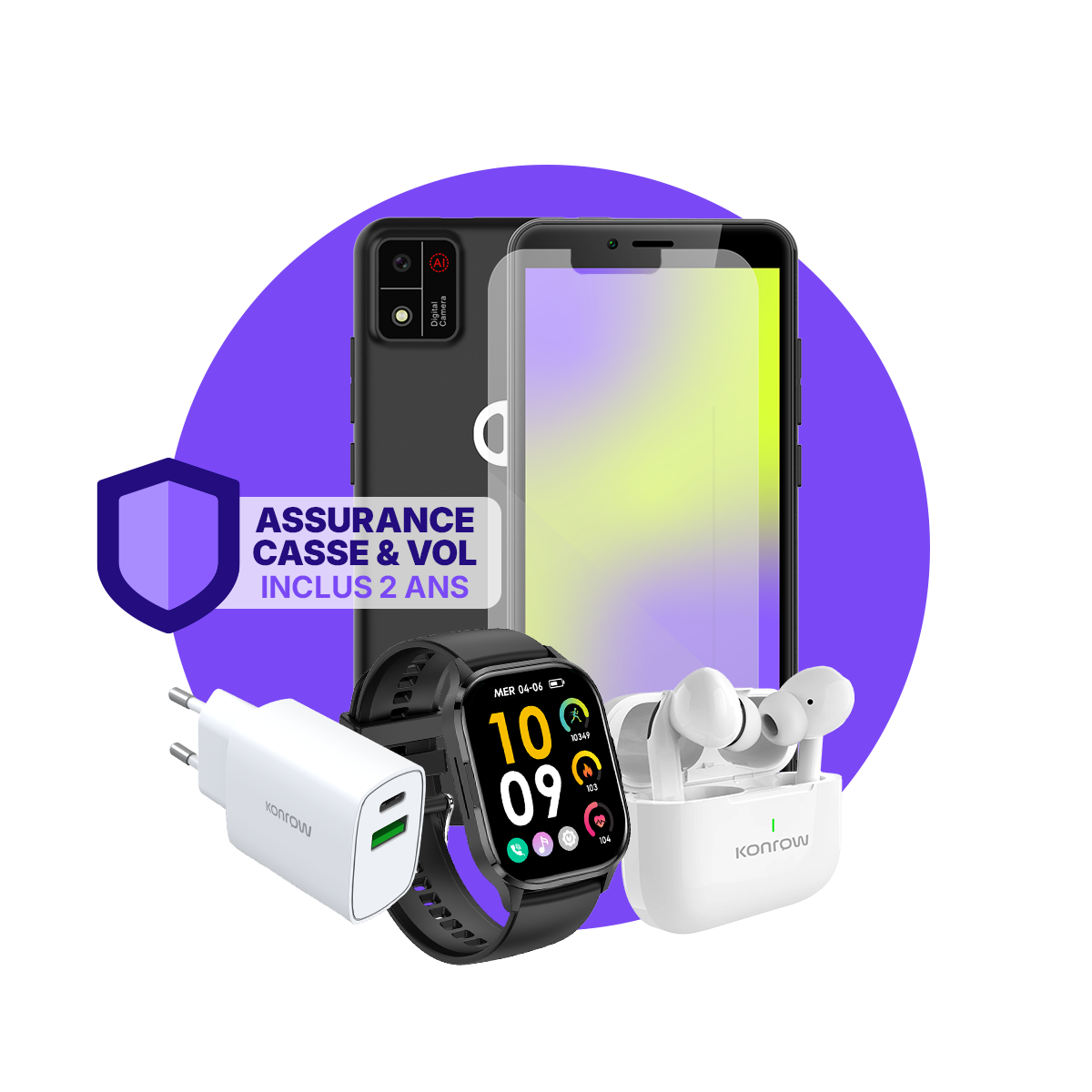 חבילת ULTIMA לילדים - (סמארטפון לנוער - אוזניות בלוטות' - שעון חכם - מטען - מגן מסך מזכוכית מחוסמת - ביטוח כלול)